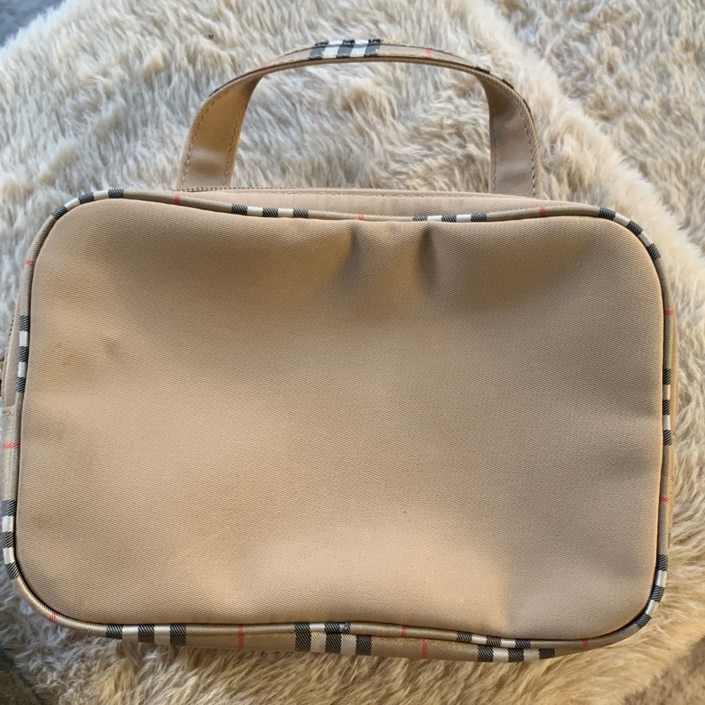 Burberry Fragrance Tan Handbag with Checkered Accents